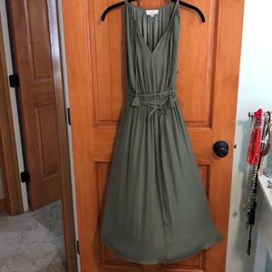 Army green silk-Esk Athena dress